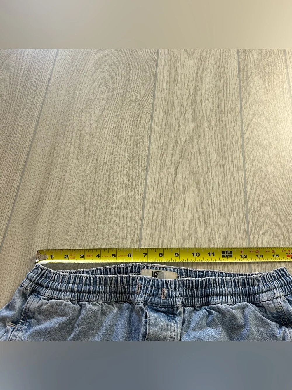 Vintage 90s Rigolletto Light Wash Elastic Waist Denim Shorts Men’s Jorts Sz L 9”